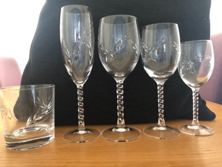 A set of glassware.