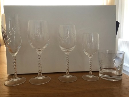 A set of glassware.