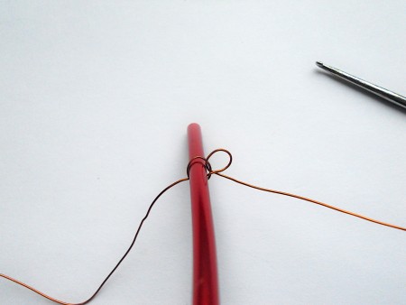 Crocheting the wire.