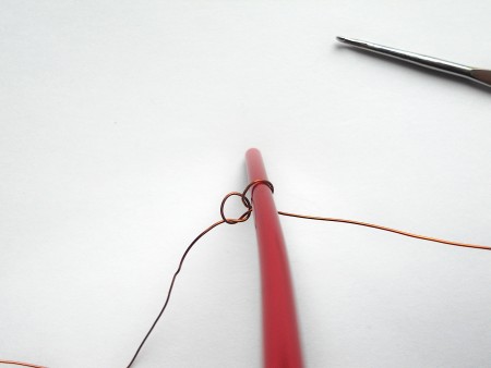 Crocheting the wire.