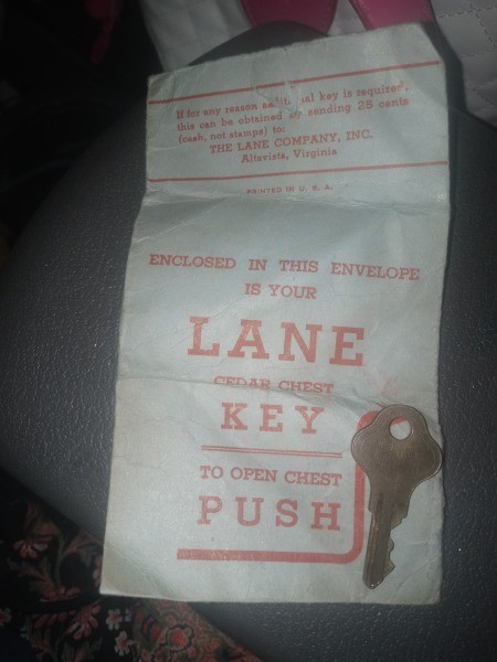 A key to a Lane cedar chest.