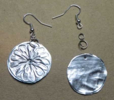 Attaching earring wires to the circles.