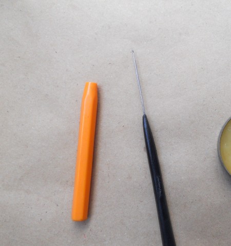 How to Make a Thin Crochet Hook - hook next to outer cap