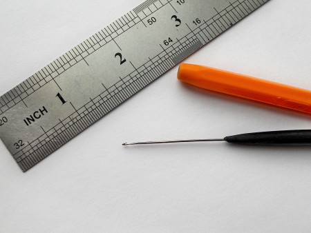 How to Make a Thin Crochet Hook - hook and cap next to a ruler