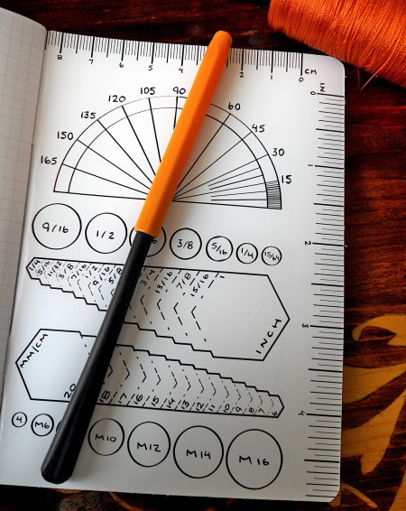 How to Make a Thin Crochet Hook - hook inside cover on top of template