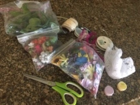 Supplies for making lacey sachets.