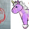 A drawing of a stuffed unicorn.