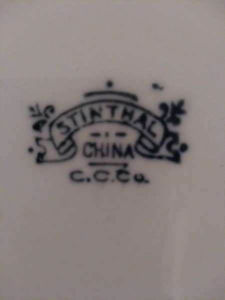 Marking on the back of a set of china.