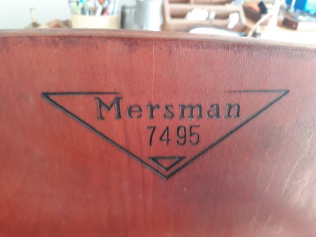 A marking on the bottom of a Mersman table.