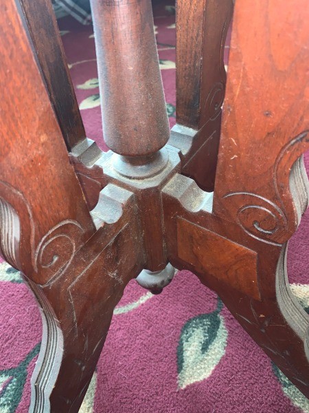 The legs of a game table