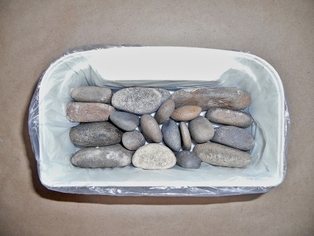 Rocks set in a container.