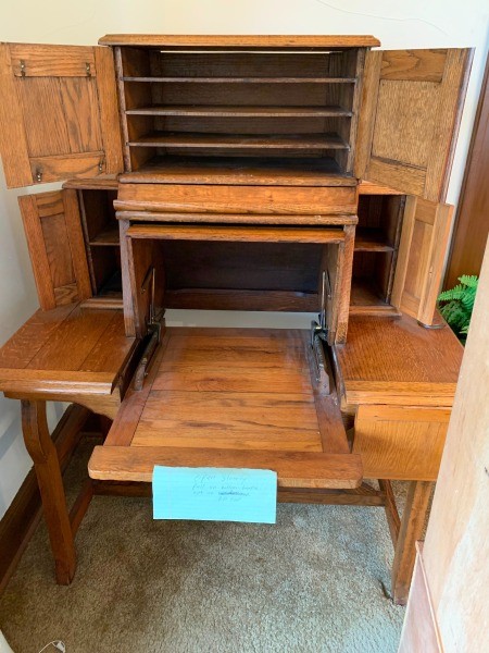 An old antique wooden desk.