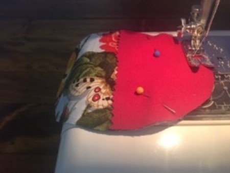 Sewing the egg pouch.