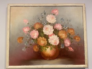 A painting of flowers.