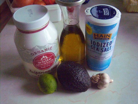 Ingredients for avocado dressing.