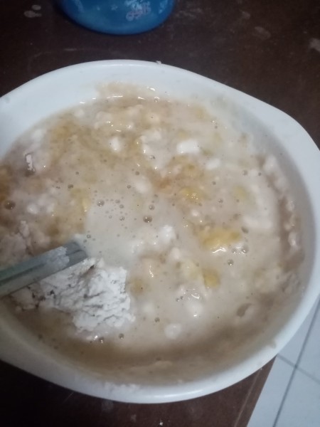 Mix the pancake ingredients together.