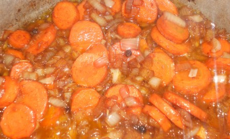 Cooking down the mixture.