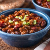 A bowl of thick chili.
