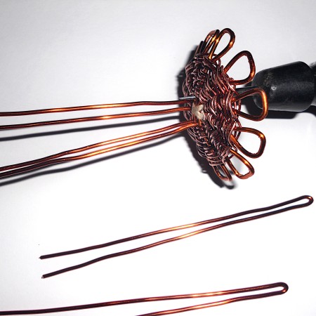 Adding wire to the center of the base.