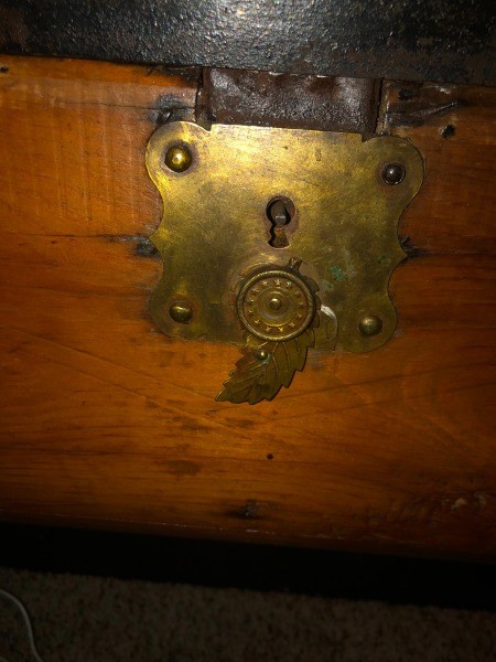 The lock on an old trunk.