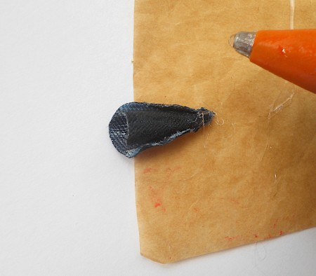 Fabric Rose Brooch - applying hot glue to first petal