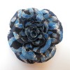 Fabric Rose Brooch - blue jacquard fabric rose brooch