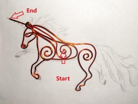 Copper Wire Unicorn from Old Transformer - horn