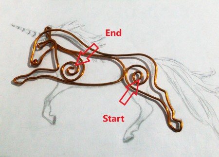 Copper Wire Unicorn from Old Transformer - forming second side