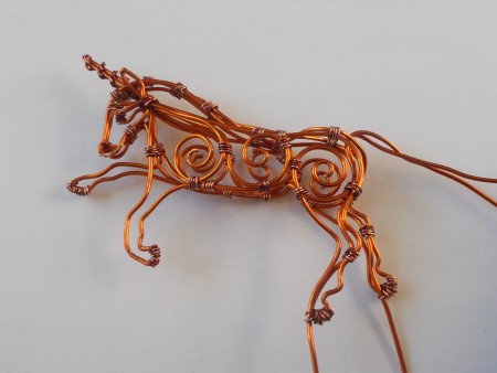 Copper Wire Unicorn from Old Transformer -form hooves and eyes