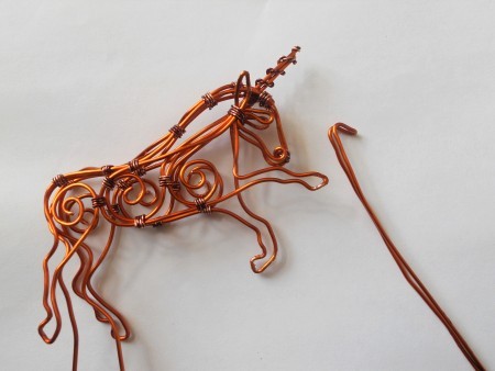 Copper Wire Unicorn from Old Transformer - folded wire for attaching under the head