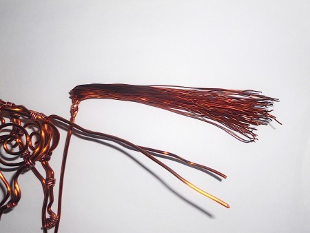 Copper Wire Unicorn from Old Transformer - using thin wire to create the mane and tail