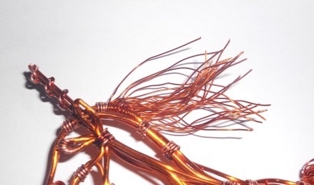 Copper Wire Unicorn from Old Transformer - mane attached