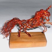 Copper Wire Unicorn from Old Transformer - copper wire unicorn sculpture