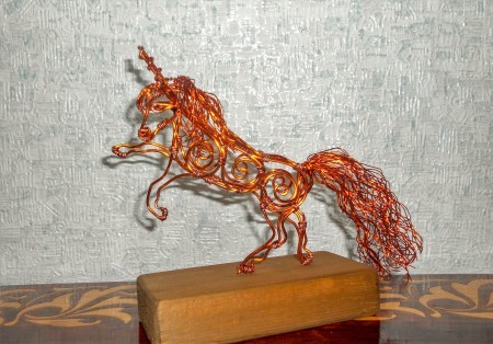 Copper Wire Unicorn from Old Transformer - finished unicorn