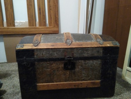 The front of steamer trunk.