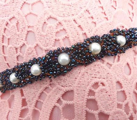 Intertwined Bead and Wire Crochet Bracelet