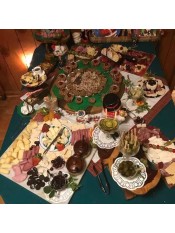 A charcuterie grazing table.