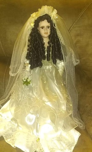 A porcelain bride doll.