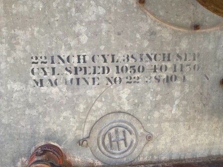 A marking on the metal equipment.