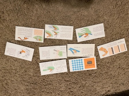 Sewing machine instruction cards.