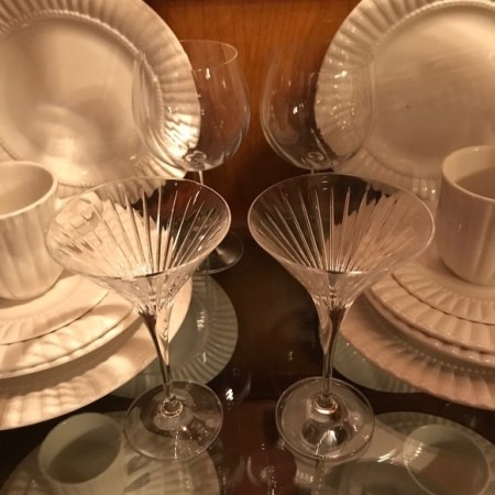 A set of martini glasses.