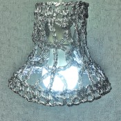 The crocheted foil lampshade.