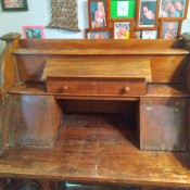 An old wooden desk.