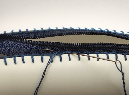 Sewing in a zipper to the side.