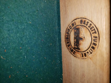 A Bassett Furniture makers mark inside the chest of drawers.