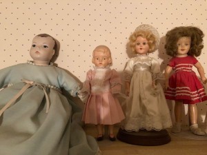 A collection of old dolls.