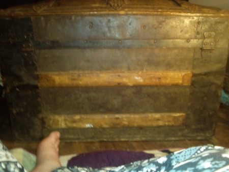 An old wooden chest.