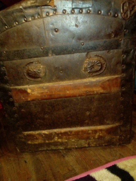 An old wooden chest.