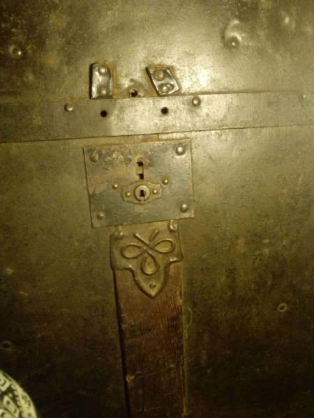 An old wooden chest.