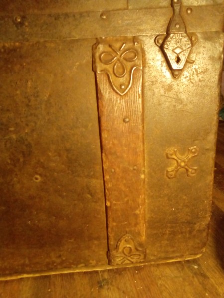 An old wooden chest.